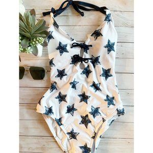 Social Angel Women's Havana Stars Keyhole One-Piece Swimsuit SZ S